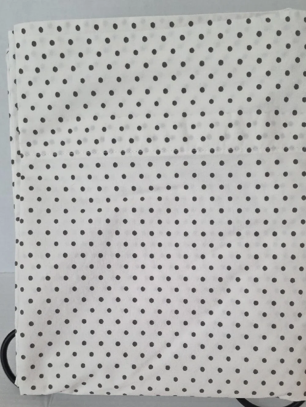 Lauren Ralph Lauren White Body Black Gray Polka Dot Cotton Twin Flat Sheet
